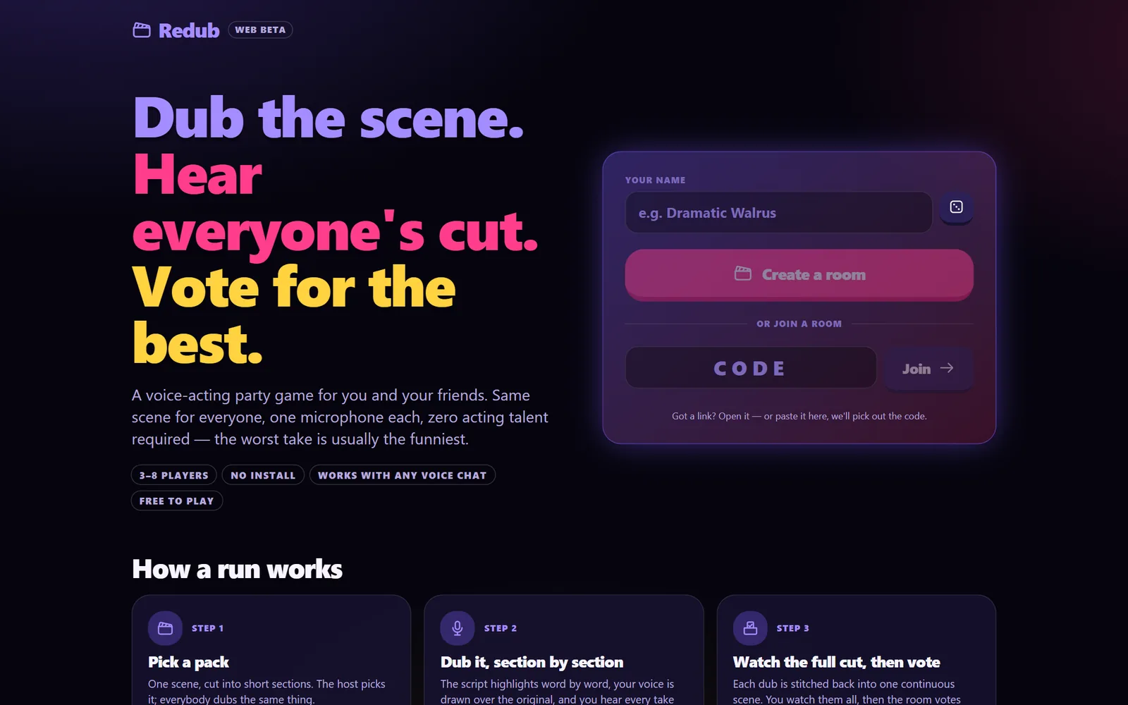 Redub home: Dub the scene. Hear everyone’s cut. Vote for the best.
